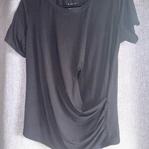 Marc New York Black Ruched Short Sleeve Top